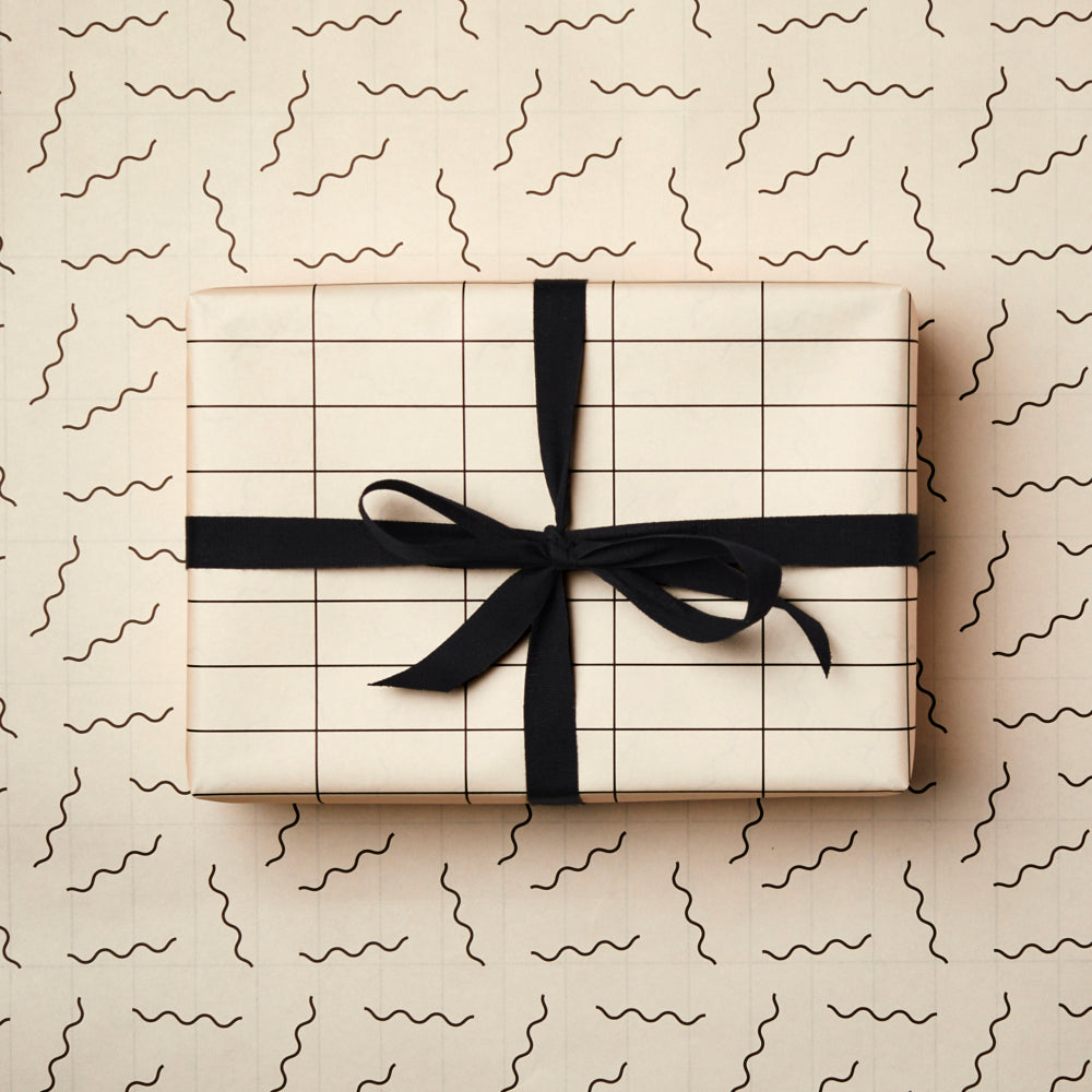 Ivory Grid & Squiggle Wrapping Paper