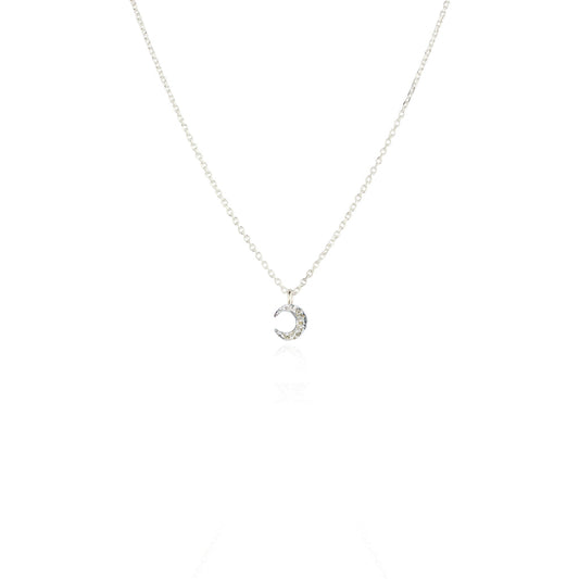 Silver Tiny Crescent Moon Necklace